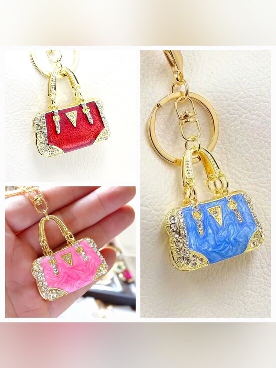 Handbags - Mini Handbag Keychain Charms in Red, Pink and Blue